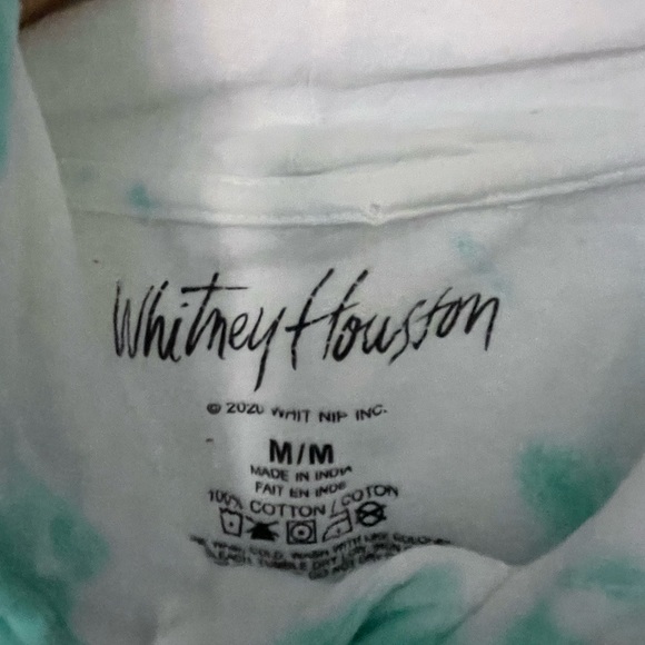 Whitney Houston Graphic Crop Hoodie Tie Dye Blue White Medium - Picture 4 of 4
